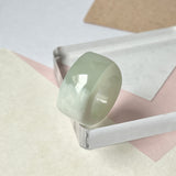 16.4mm A-Grade Natural Green White Jadeite Arch Top Ring Band No.162461