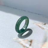 17mm A-Grade Natural Bluish Green Jadeite Abacus Ring Band No.161502