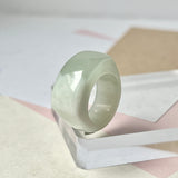 16.4mm A-Grade Natural Green White Jadeite Arch Top Ring Band No.162461