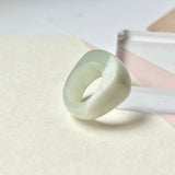 16.4mm A-Grade Natural Green White Jadeite Arch Top Ring Band No.162461