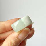 16.4mm A-Grade Natural Green White Jadeite Arch Top Ring Band No.162461