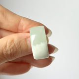 16.4mm A-Grade Natural Green White Jadeite Arch Top Ring Band No.162461