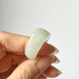 16.4mm A-Grade Natural Green White Jadeite Arch Top Ring Band No.162461