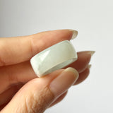 16.4mm A-Grade Natural Green White Jadeite Arch Top Ring Band No.162461