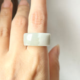 16.4mm A-Grade Natural Green White Jadeite Arch Top Ring Band No.162461