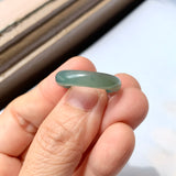 17mm A-Grade Natural Bluish Green Jadeite Abacus Ring Band No.161502