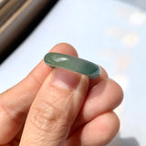 17mm A-Grade Natural Bluish Green Jadeite Abacus Ring Band No.161502