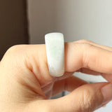 16.4mm A-Grade Natural Green White Jadeite Arch Top Ring Band No.162461