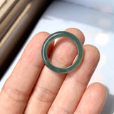 17mm A-Grade Natural Bluish Green Jadeite Abacus Ring Band No.161502