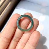 17mm A-Grade Natural Bluish Green Jadeite Abacus Ring Band No.161502