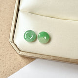 A-Grade Natural Apple Green Jadeite Donut Stud Earring (Lilac Flower) No. 180153