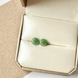 A-Grade Natural Apple Green Jadeite Donut Stud Earring (Lilac Flower) No. 180153