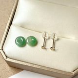 A-Grade Natural Apple Green Jadeite Donut Stud Earring (Lilac Flower) No. 180153