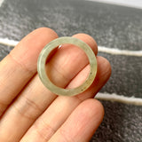 19mm A-Grade Natural Yellowish Green Jadeite Abacus Ring Band No.161771