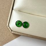 Icy A-Grade Natural Imperial Green Jadeite Donut Stud Earring (Lilac Flower) No. 180590