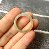 19mm A-Grade Natural Yellowish Green Jadeite Abacus Ring Band No.161771