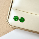 Icy A-Grade Natural Imperial Green Jadeite Donut Stud Earring (Lilac Flower) No. 180590