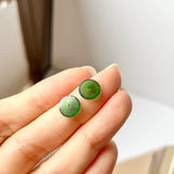 Icy A-Grade Natural Imperial Green Jadeite Donut Stud Earring (Lilac Flower) No. 180590