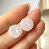 A-Grade Natural Pink Jadeite Donut Stud Earring (Clover Heart) No. 180476