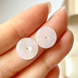 A-Grade Natural Pink Jadeite Donut Stud Earring (Clover Heart) No. 180476