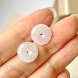 A-Grade Natural Pink Jadeite Donut Stud Earring (Clover Heart) No. 180476