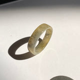 15.2mm A-Grade Natural Yellow Grey Jadeite Abacus Ring Band No. 161252