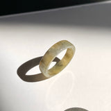 15.2mm A-Grade Natural Yellow Grey Jadeite Abacus Ring Band No. 161252