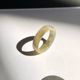 15.2mm A-Grade Natural Yellow Grey Jadeite Abacus Ring Band No. 161252