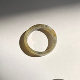 15.2mm A-Grade Natural Yellow Grey Jadeite Abacus Ring Band No. 161252