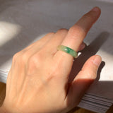 16mm A-Grade Natural Green Jadeite Abacus Ring Band No. 220443