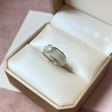 16.5mm A-Grade Natural Moss On Snow Jadeite Love Entwines Ring No. 162462