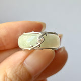 16.5mm A-Grade Natural Moss On Snow Jadeite Love Entwines Ring No. 162462