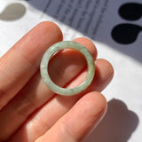 17.2mm A-Grade Natural Bluish Green Jadeite Abacus Ring Band No. 161875