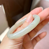 52.3mm A-Grade Natural Osmanthus Floral Jadeite Modern Oval Bangle No. 152033