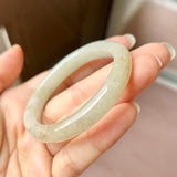 52.3mm A-Grade Natural Osmanthus Floral Jadeite Modern Oval Bangle No. 152033