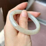 52.3mm A-Grade Natural Osmanthus Floral Jadeite Modern Oval Bangle No. 152033