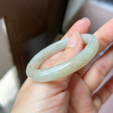 52.3mm A-Grade Natural Osmanthus Floral Jadeite Modern Oval Bangle No. 152033