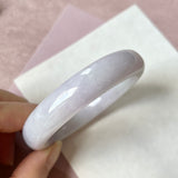 55.6mm A-Grade Natural Lavender Green Jadeite Modern Oval Bangle No. 152035