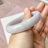 55.6mm A-Grade Natural Lavender Green Jadeite Modern Oval Bangle No. 152035