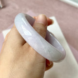 55.6mm A-Grade Natural Lavender Green Jadeite Modern Oval Bangle No. 152035