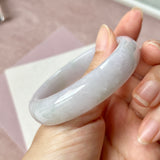 55.6mm A-Grade Natural Lavender Green Jadeite Modern Oval Bangle No. 152035