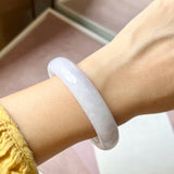 55.6mm A-Grade Natural Lavender Green Jadeite Modern Oval Bangle No. 152035