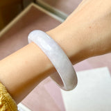 55.6mm A-Grade Natural Lavender Green Jadeite Modern Oval Bangle No. 152035