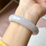 55.6mm A-Grade Natural Lavender Green Jadeite Modern Oval Bangle No. 152035