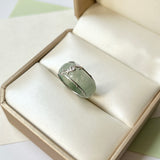 17.1mm A-Grade Natural Floral Jadeite Love Entwines Ring No. 162463