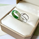 17.2mm A-Grade Natural Green White Jadeite Love Entwines Ring No. 162464