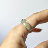 17.2mm A-Grade Natural Green White Jadeite Love Entwines Ring No. 162464