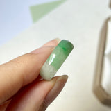 17.2mm A-Grade Natural Green White Jadeite Love Entwines Ring No. 162464