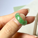 17.2mm A-Grade Natural Green White Jadeite Love Entwines Ring No. 162464