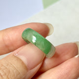 17.2mm A-Grade Natural Green White Jadeite Love Entwines Ring No. 162464